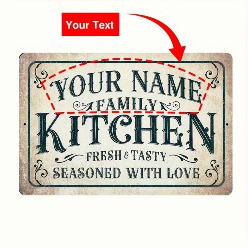 Vintage Metal Tin Sign Customizable Kitchen Wall Art