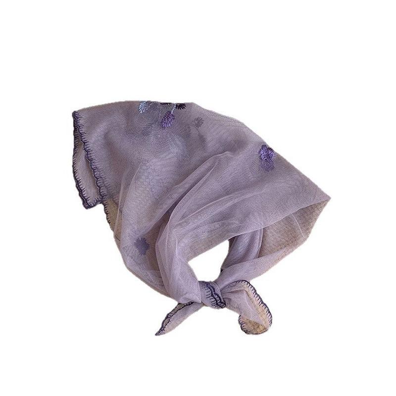 Embroidery magnetic buckle small silk scarf women's spring and autumn high-end triangular scarf neck protection mother thin scarf square scarf