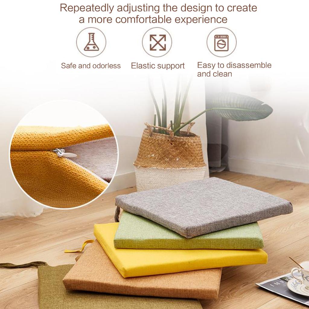 Cotton Linen Seat Cushion Simple Style Breathable Square Office Computer Chair Sitting Cushions Pad Mat for Home Office