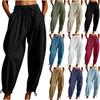 Damen Casual und Modische Farbbandtasche Weite Hosen, Cropped Hosen, Freizeithosen