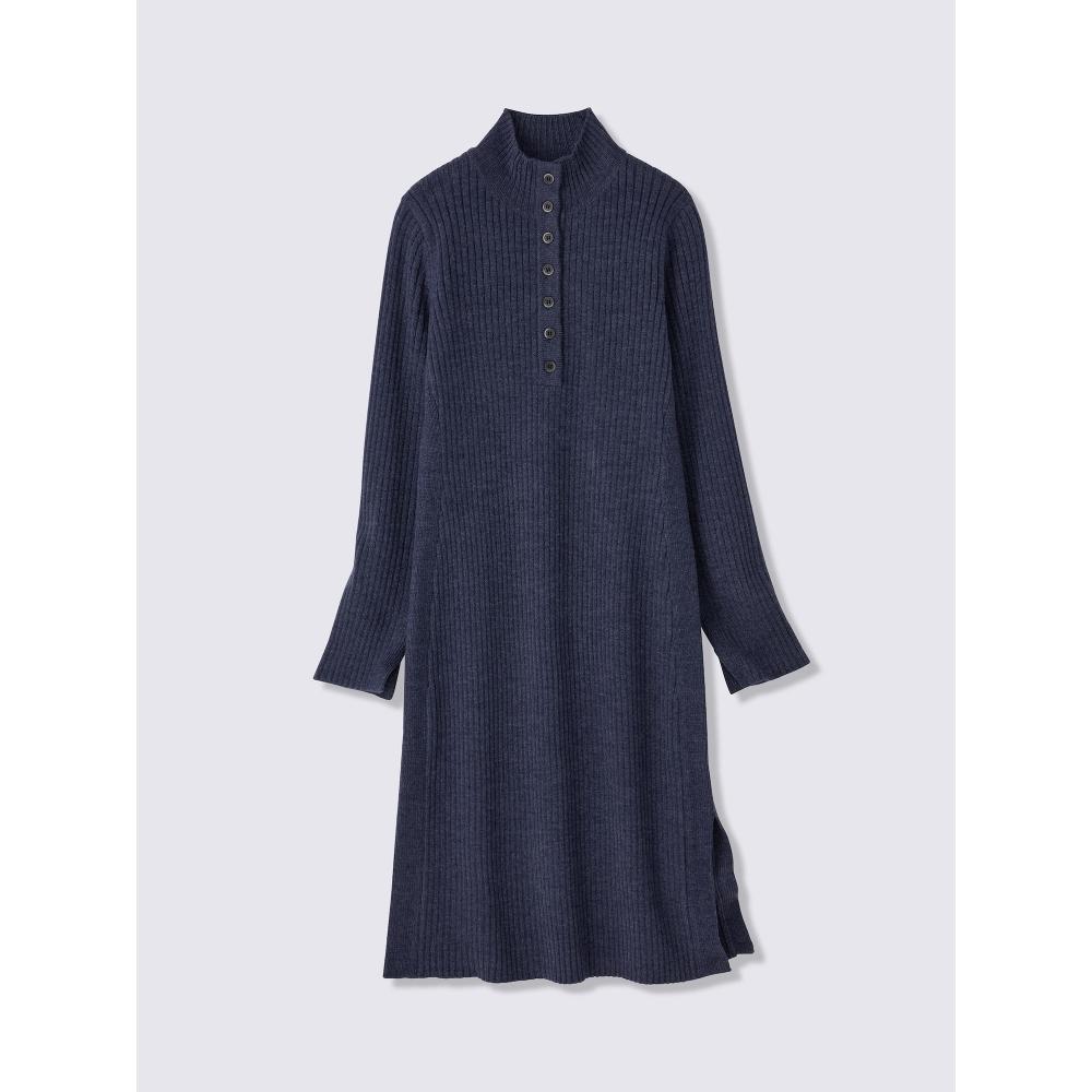 Gu By Uniqlo Rib Button Neck Dress Ul