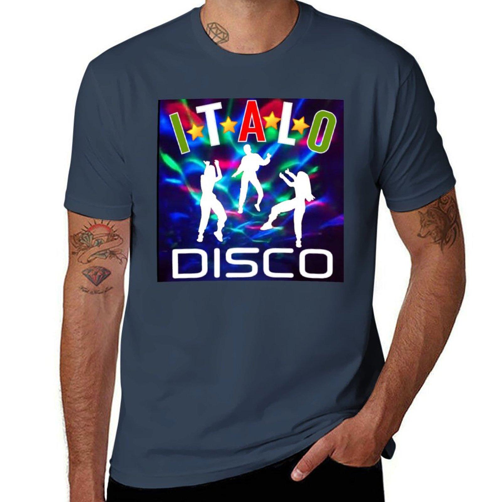 Italo Disco 70s 80s Dancers Black Tshirt Breathable Workout Short Sleeve Top S