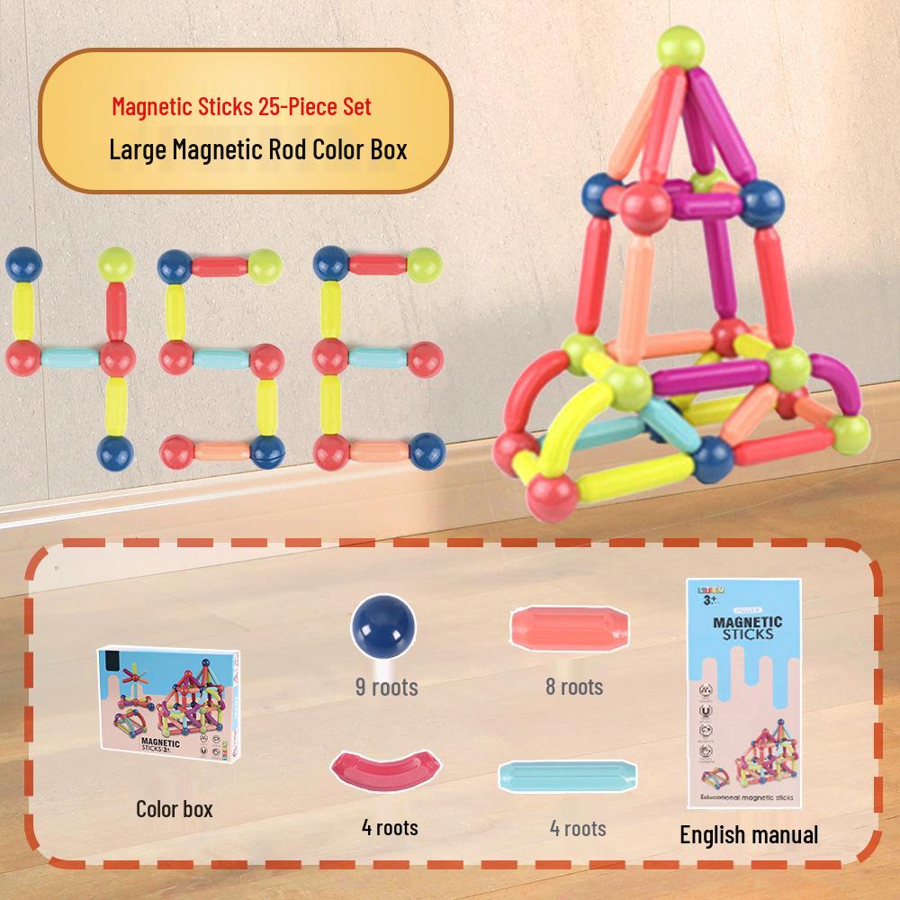 Mosaic Magnetic Building Blocks: Stained Glass Stickers & Rod Set