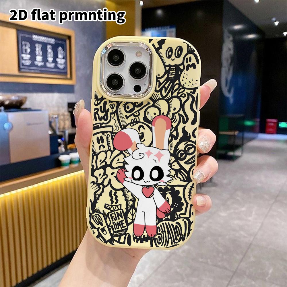 Phone Case: 2D Flat Design Suitable for iPhone 18 17 16 15 14 13 Pro Protective Case, Couple Style, Pink and White Love Heart Rabbit, Christmas and Ha