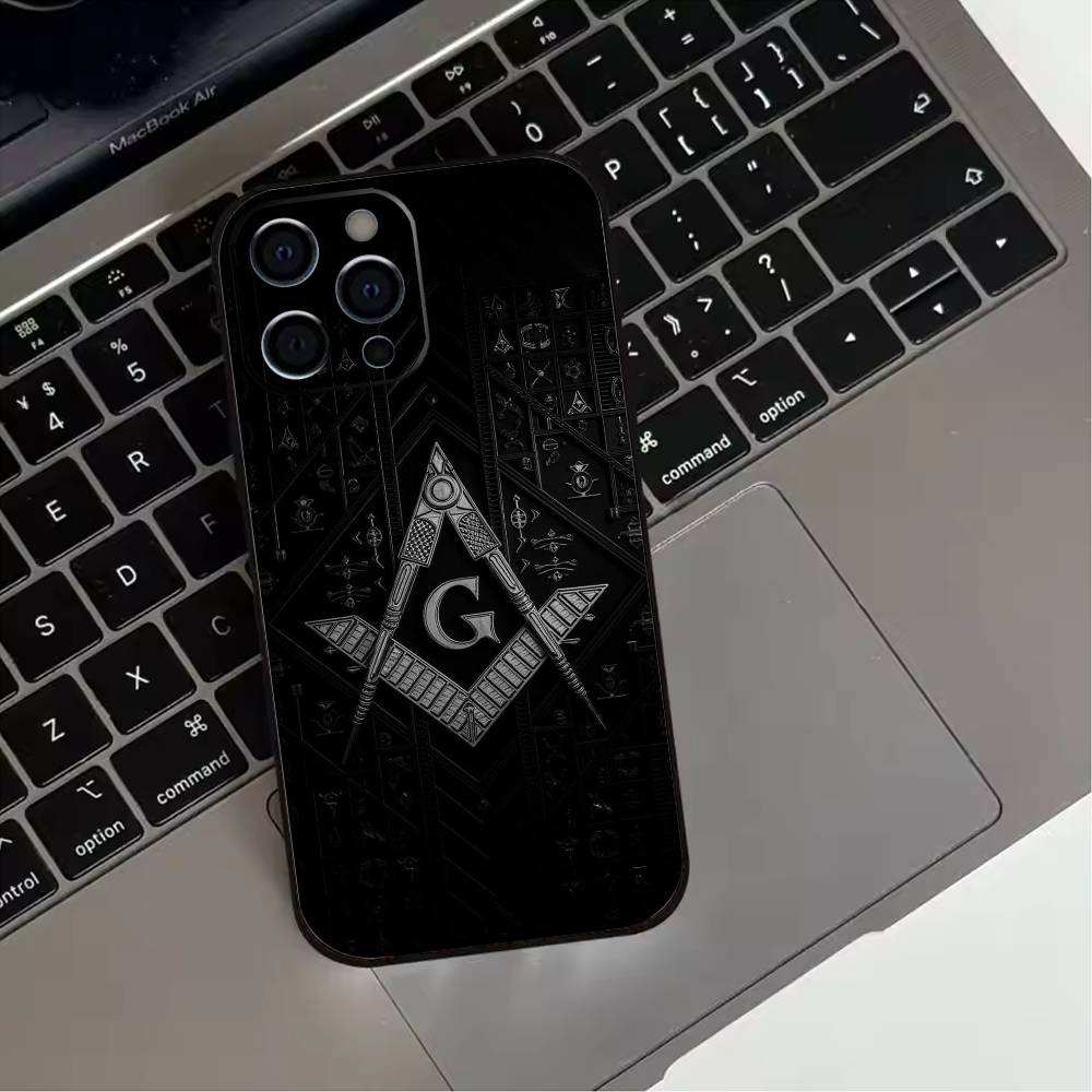 Freemasonry Symbol  Phone Case For iPhone 17,16,15,14,13,12,11 Plus,Pro Max,XS,Soft Silicone Black Cover