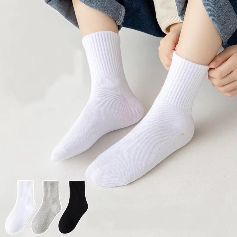 3pairs Absorbing Sweat Cotton Socks 3 Pairs Student Socks Comfortable Sport Socks For Boys Girls