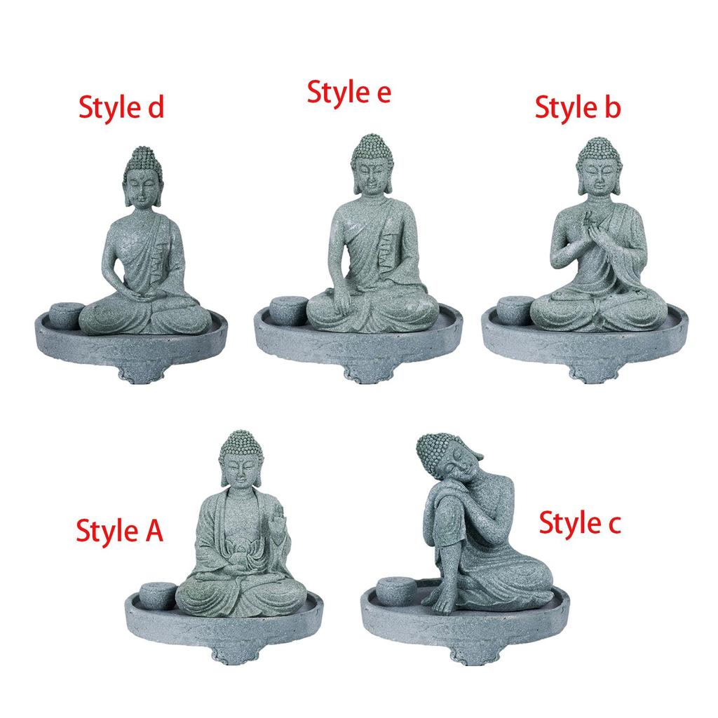 Buddha Incense Holder Figurine Zen Stand Craft Ornament for Shelf Tabletop Living