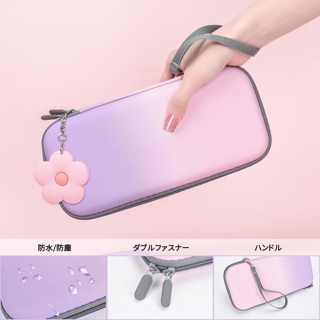 DLseego Switch Lite Case and Bag Set 1 Storage 1 PC 1 Flower and 4 Cat Claw Thumb with Card and Shockproof Design for Portable Travel Use (Includes