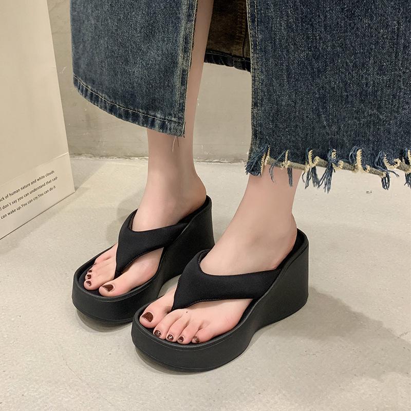 Women's 2025 Summer Platform Toe-Post Sandals - High-Heeled Korean Style Flip-Flops