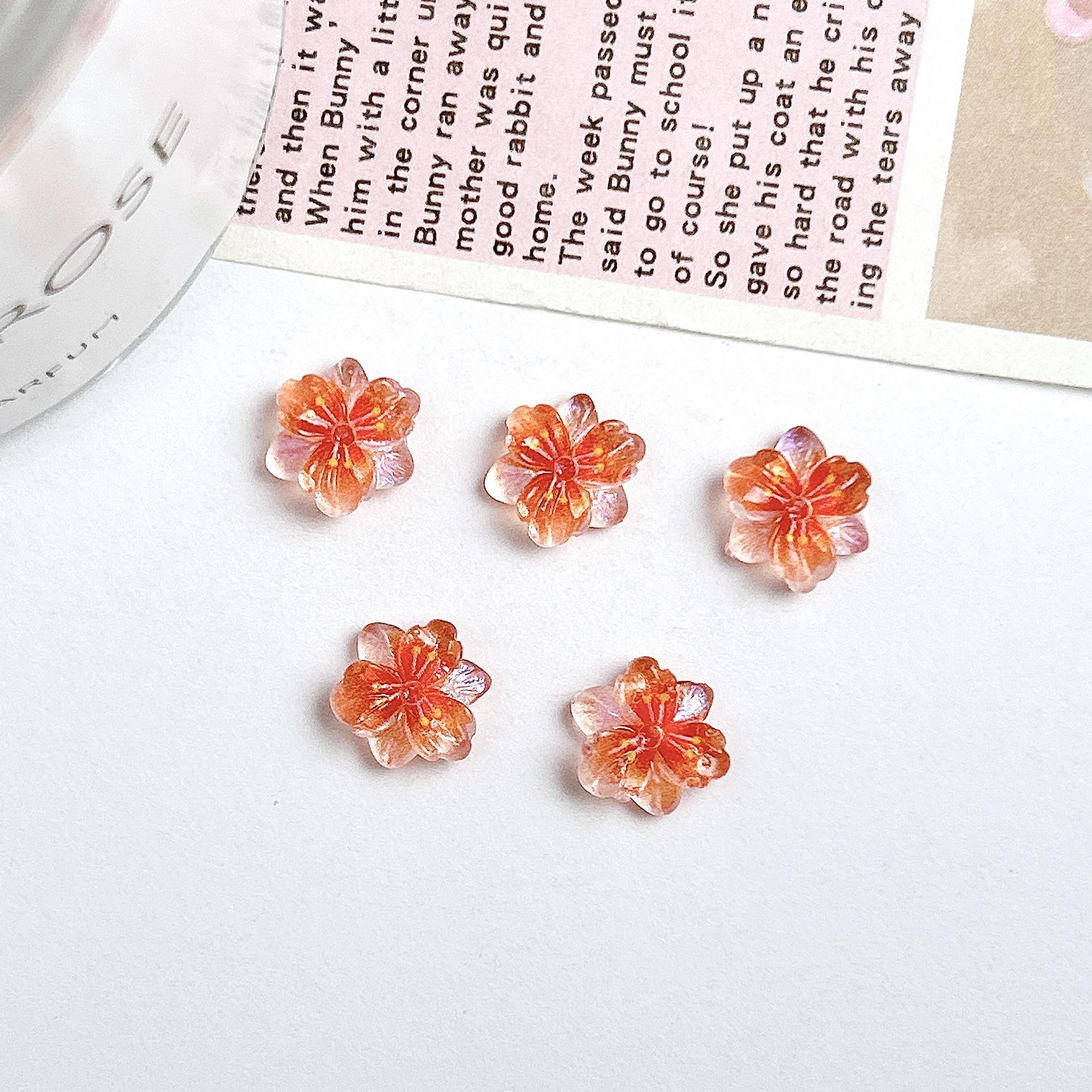 Hot-Selling New Ice-Through Jelly Color Peach Blossom Nail Art Accessories Ancient Style DIY Nail Earrings Accessories