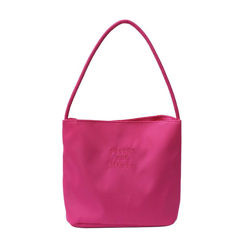 Chic Nylon Bucket Bag For Women Trendy Street Style Handbag With Magnetic Closure
