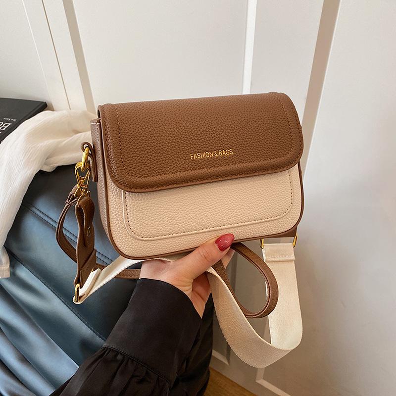 Early autumn new fashion niche ribbon contrasting color small square bag versatile single shoulder messenger women's bag