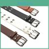 Street Punk Style Double Row Hole Women Casual Belt For Versatile Daily