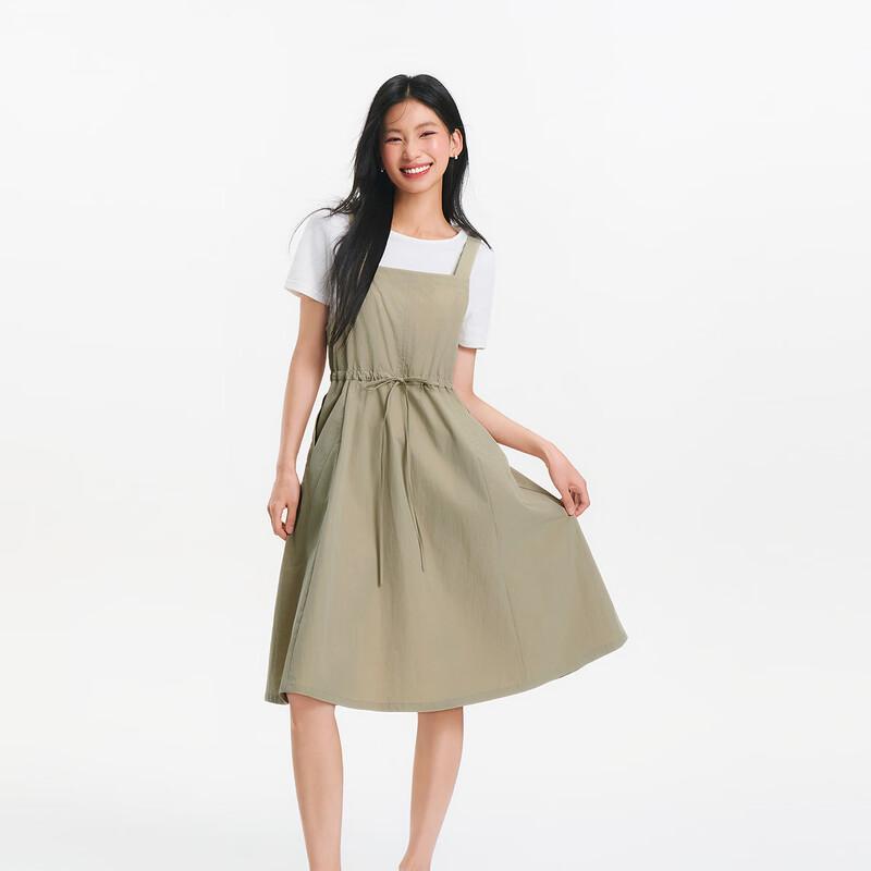 Semir Damen Tunnelzug A-Linien Latzkleid & T-Shirt Set