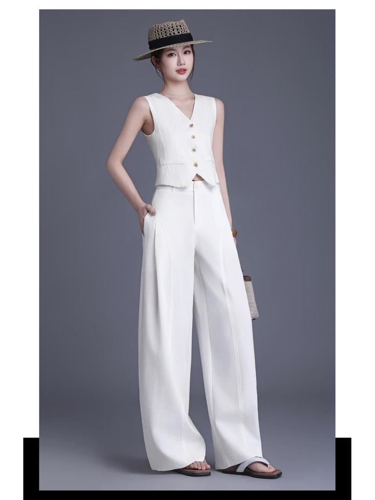 Women's High-Waisted Wide-Leg Pants: 2026 Spring/Summer Fashion Temperament Slimming Drape Straight Suit Pants