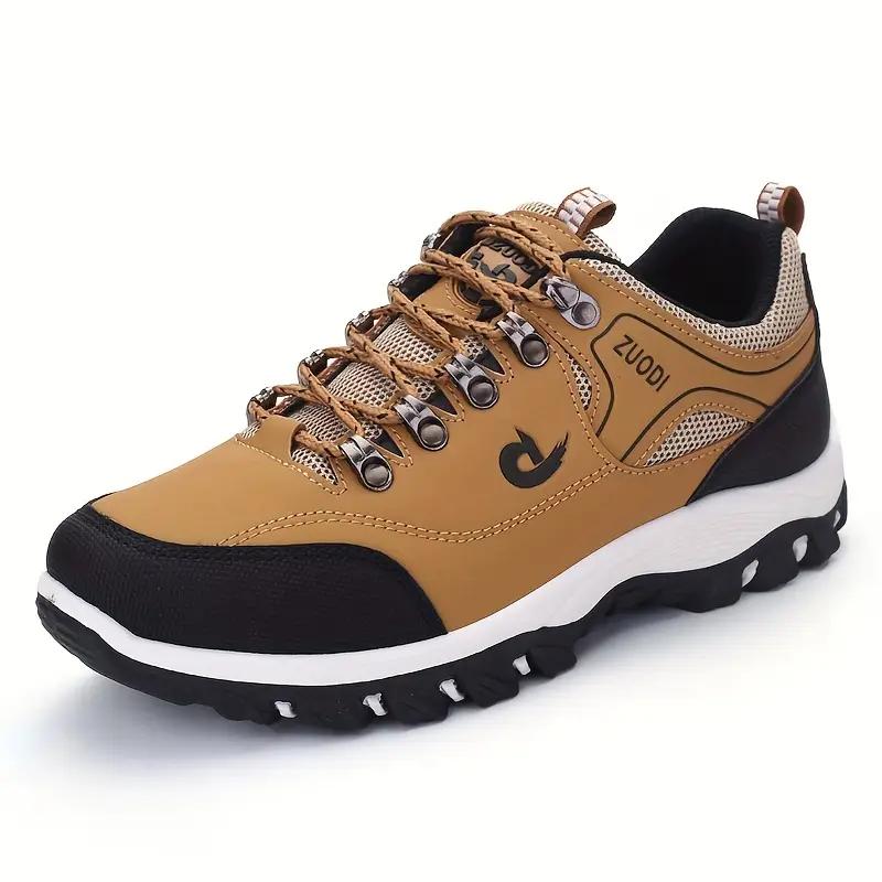 PLUS SIZE Men's Durable Lace Up Hiking Boots, Comfy Non Slip Soft Sole Shoes for Men's Outdoor Sneakers
