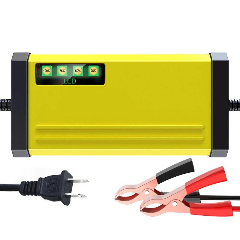 

Зарядное устройство для аккумулятора 12В 2А Автомобильное Мотоциклетное Зарядное устройство Светодиодный дисплей Множественная защита Регулировка тока напряжения Импульсное восстановление UK Plug жёлтый