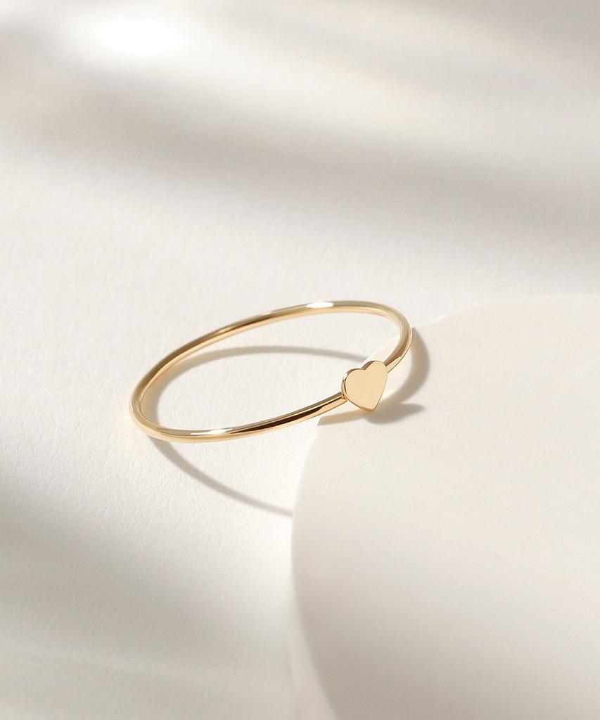 Mcel 14K/18K Tiny Flat Heart Ring