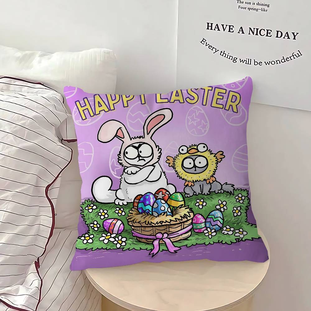 S-Simons Cartoon C-Cat Cushion Cover Inches Farmhouse Decor Home Throw Pillow Covers For Couch Decorations