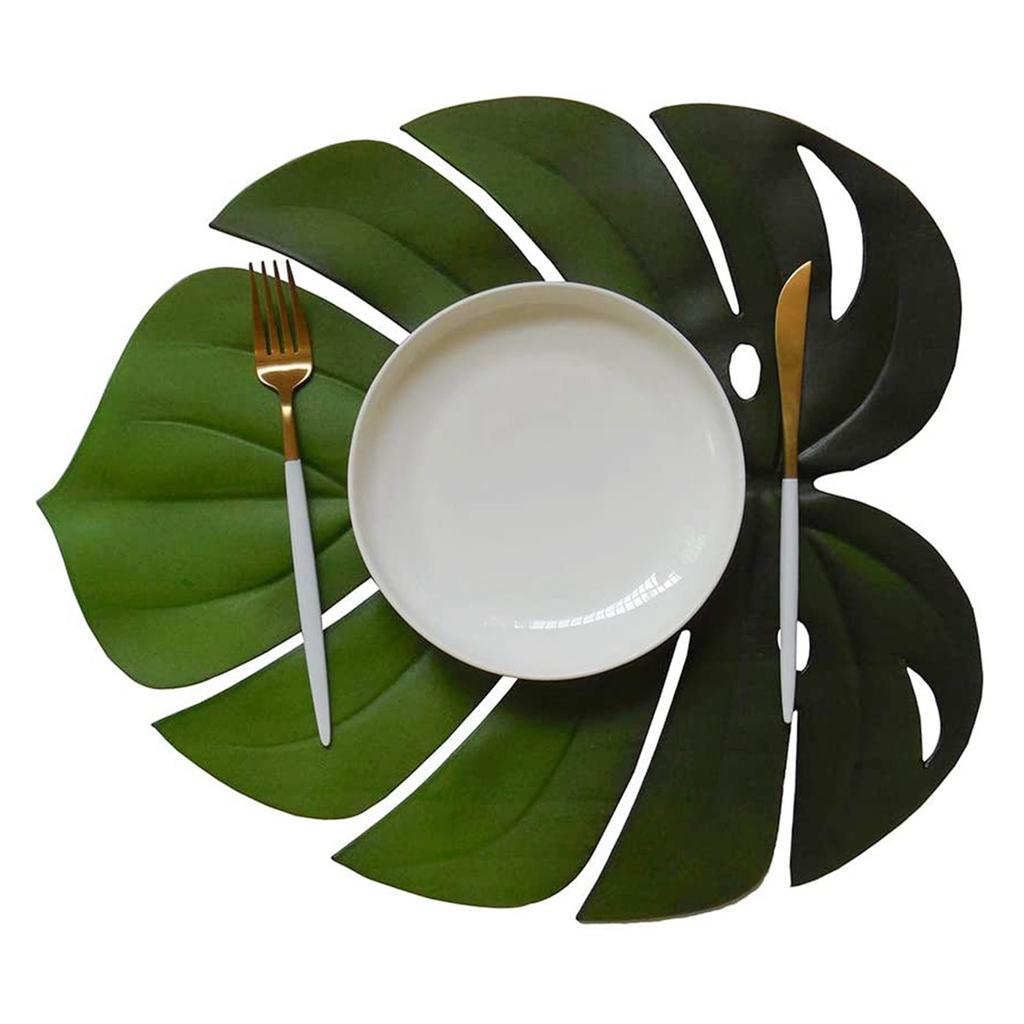 ABWR-8 Piezas Manteles Individuales de Hojas Tropicales Hojas de Monstera Artificiales de EVA Hoja de Palma, Para Decoraciones de Mesa de Boda Suministros para Fiestas