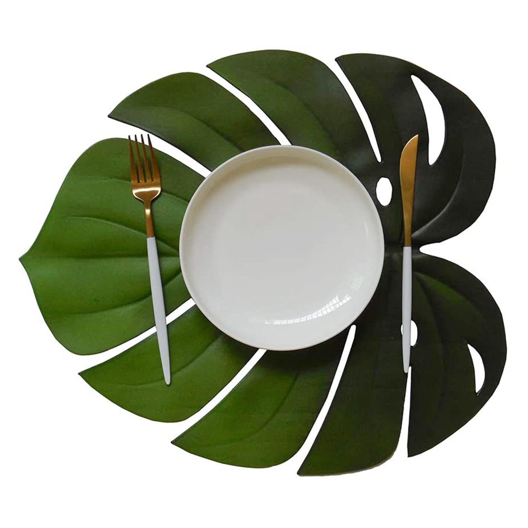 

ABWR-8Pcs Tropical Leaf Placemats Artificial EVA Monstera Leaves Palm Leaf,For Wedding Table Decorations Party Supplies