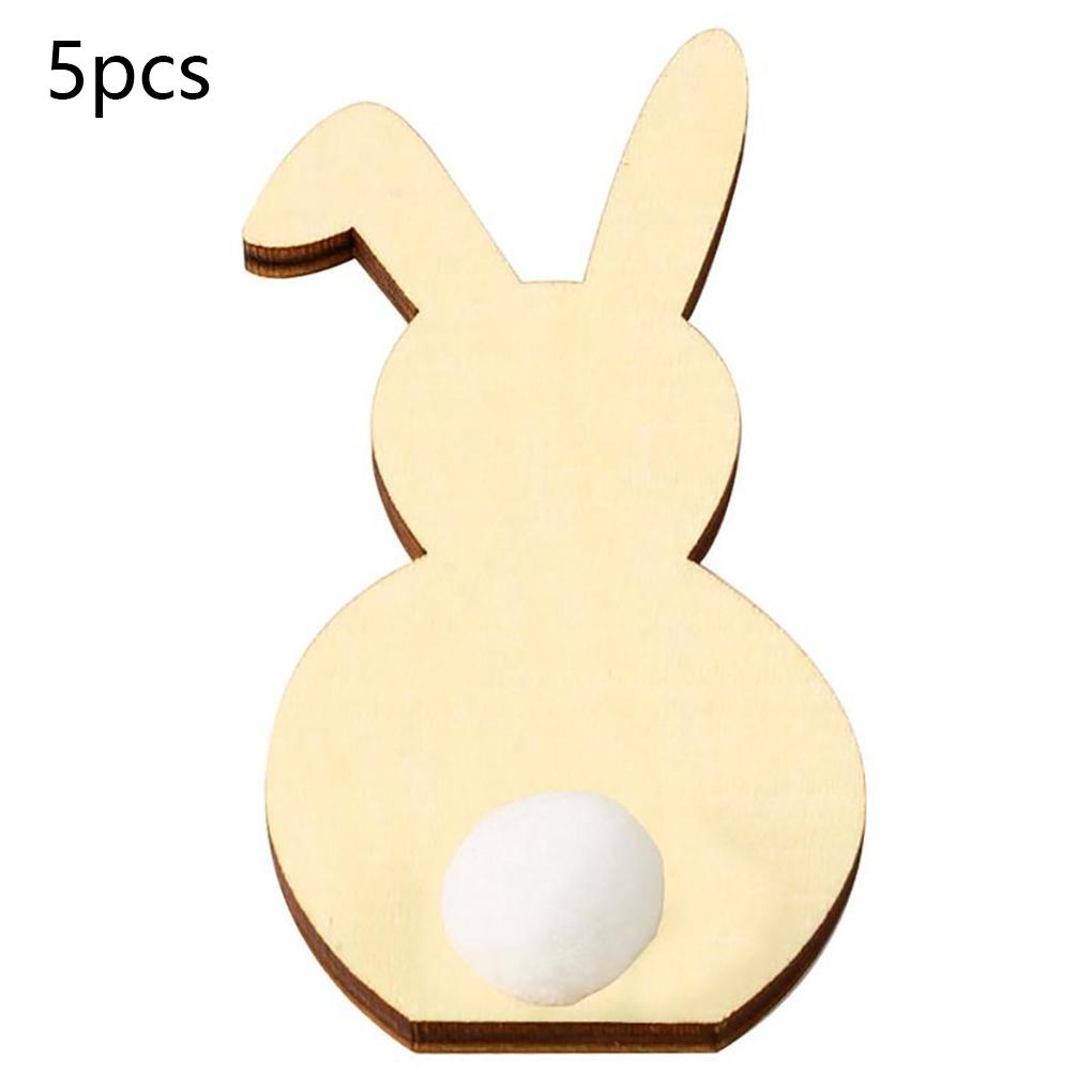 Pack of 5 Rabbit Wood Slices Easter Decorations ple Style Scrapbooking Crafts Birthday Accessories DIY Kits for Adults