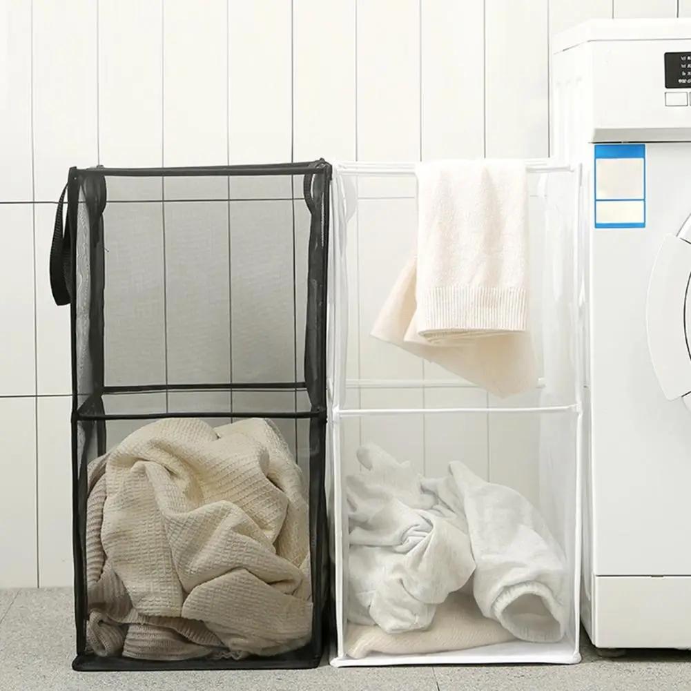 1pc Folding Laundry Basket Organizer for Dirty Clothes Bathroom Clothes Mesh Storage Bag Household Clothing Storage Basket
