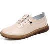 Women's Casual Shoes 2025 Spring and Autumn Cowhide Comfortable Soft Sole Flat Bottom Mom Single Shoe with Plush Casual Shoes