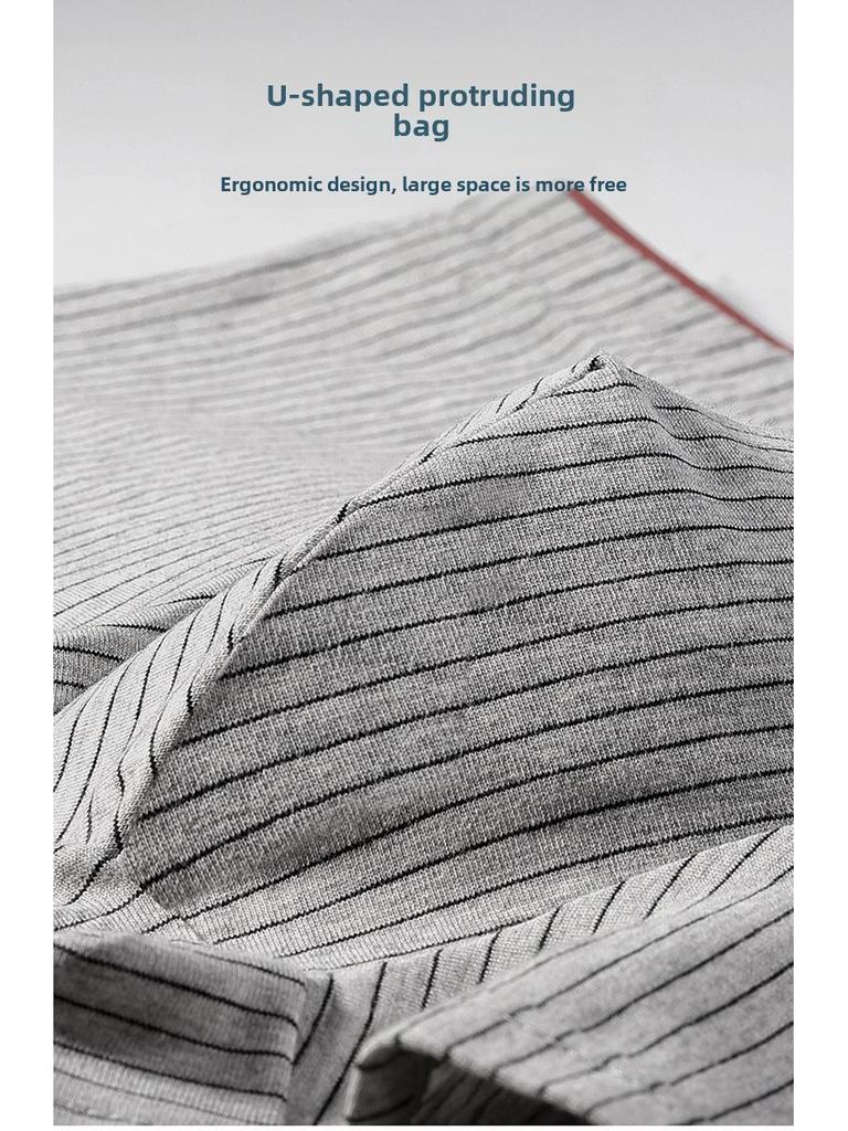 Men's Plus Size Antibacterial Cotton Striped Boxer Briefs