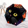 1pc Black Cat Illustration Automatic Folding Umbrella - 8-Rib Iron Frame, Windproof, Portable Sunshade with Plastic Handle for Travel & Outd