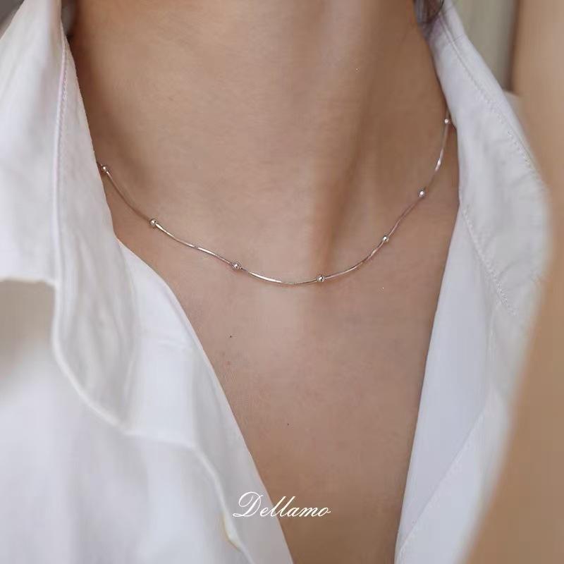Fashionable 925 Sterling Silver Snake Chain Necklace for Women – Simple, High-End, Versatile Layering