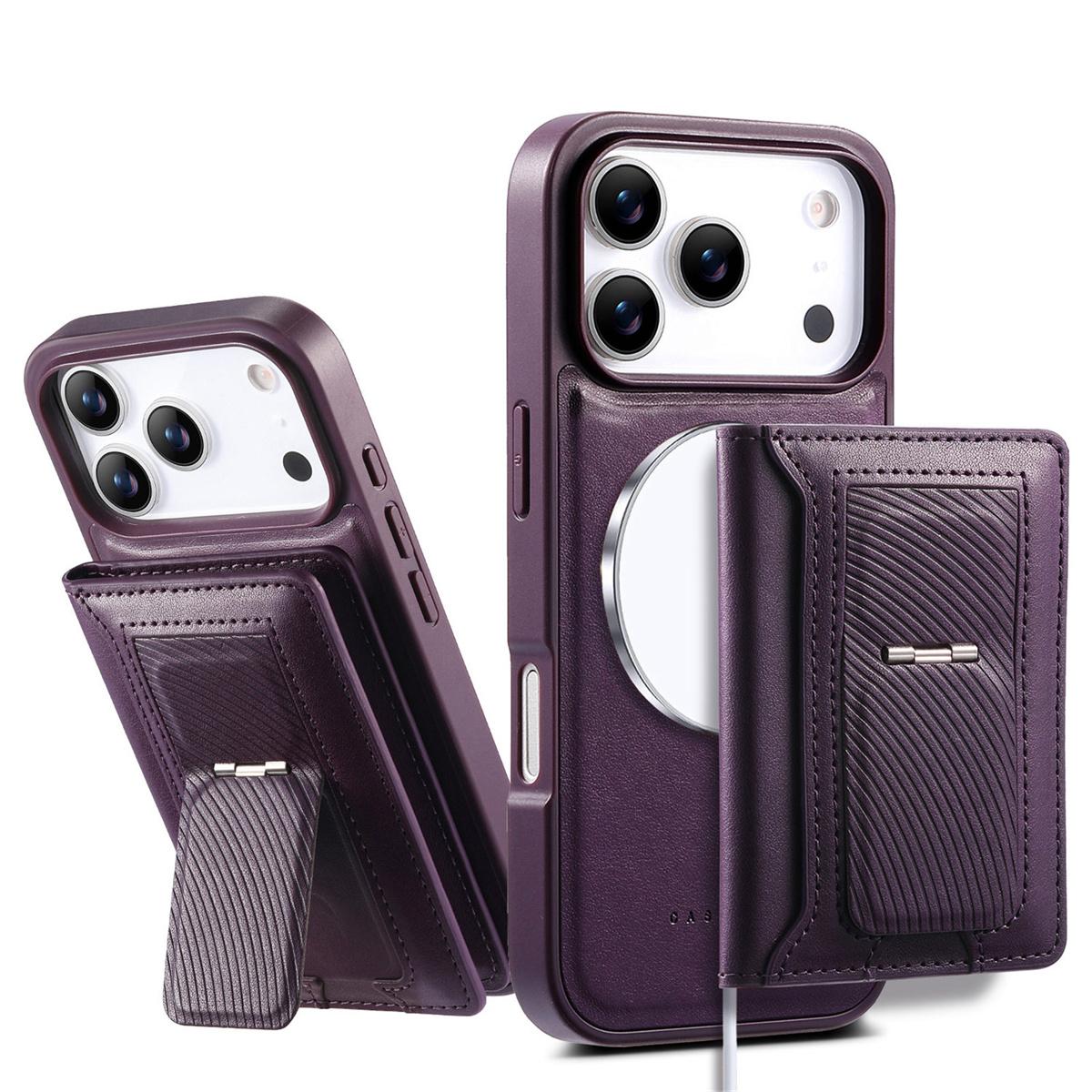 

Magnetic Wireless Charging Phone Case for IPhone Air 17 16 Pro Max 16E 15 Plus 14 13 12 Detachable Stand Wallet Cards Solt Cover iPhone 15 Pro Max фіолетовий