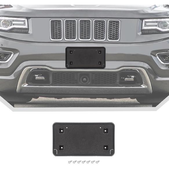 Front License Plate Bracket Frame Fits for 2014-2016 Jeep Grand Cherokee License Plate Mount Holder (Black)
