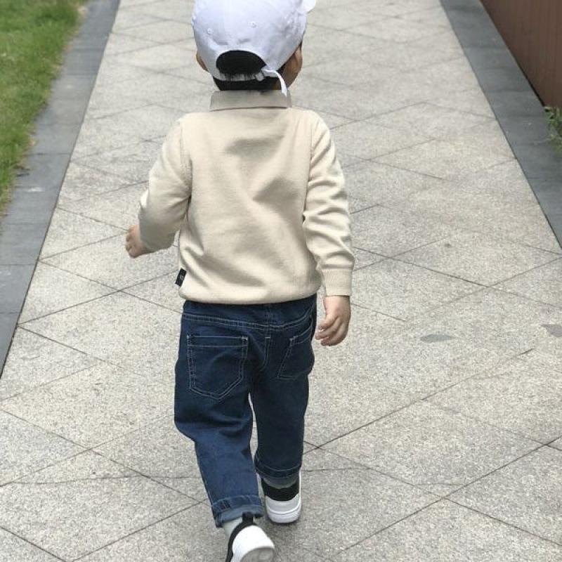 New Boys' Turn-Down Collar Knitted Sweater - Autumn/Winter Style for Small To Medium Children