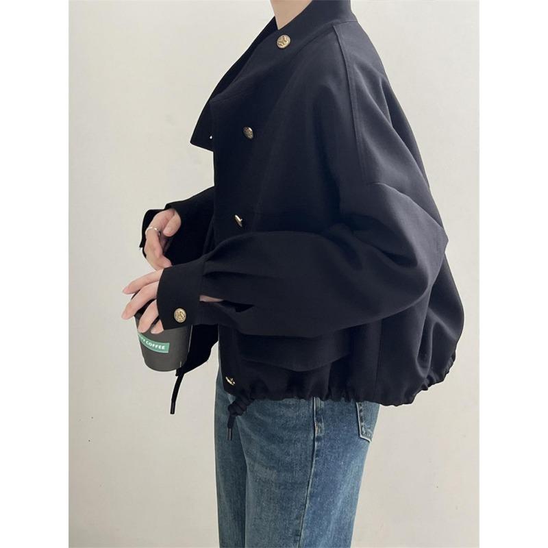 Корейский стиль ретро короткая куртка-бомбер пальто женская весенняя новая свободная — фото 8