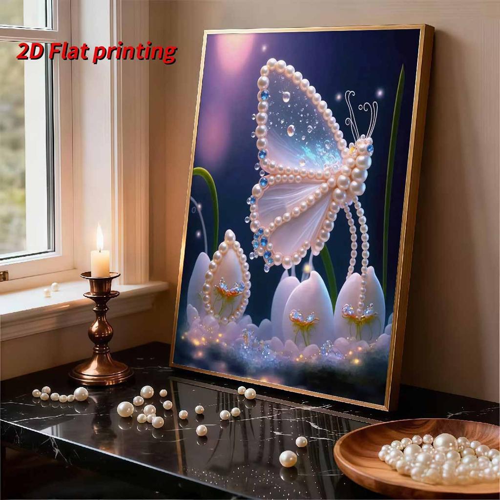 DIY Butterfly Pearl Art Painting for Home Wall Decor Pearl Gem Paintings Picture Arts Craft  for Adults/Beginners Gift Idea Home Decor Without Frame