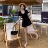 Small Fresh One-piece Swimsuit Female Conservative Senior Sense Thin Belly Cover Summer Wind Sexy Student Hot Spring Swimsuit