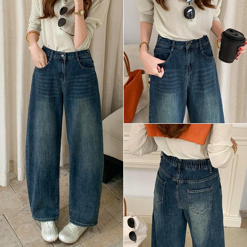 

S41 Plus Size Women s High Waist Stretchy Retro Slimming Denim Pants for Spring 2026 - Scissor Cut Versatile Design 4XL (recommended 180-200 jin) темно-синього кольору
