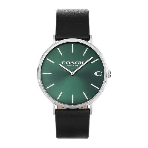Coach CHARLES Green Dial Stainless Steel Quartz 41mm Watch, Men's, Black, 14602436