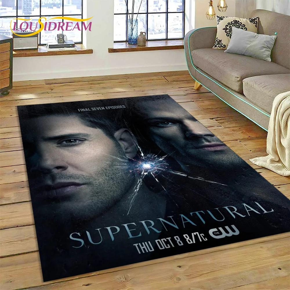 SPN Latest Supernatural Dean Sam 3D Rug Carpet for Living Room Bedroom Home Decor,Floor Mat Non-slip Decoration for Sofa Doormat