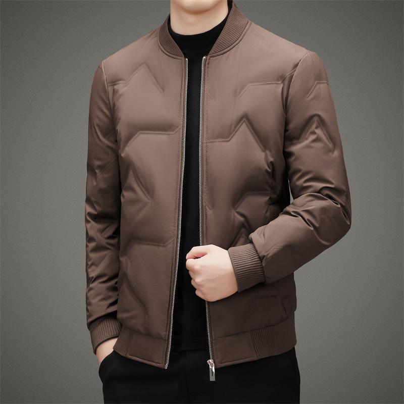 Ny herrjacka med baseballkrage, kort dunjacka för män, lätt och varm herrkläder