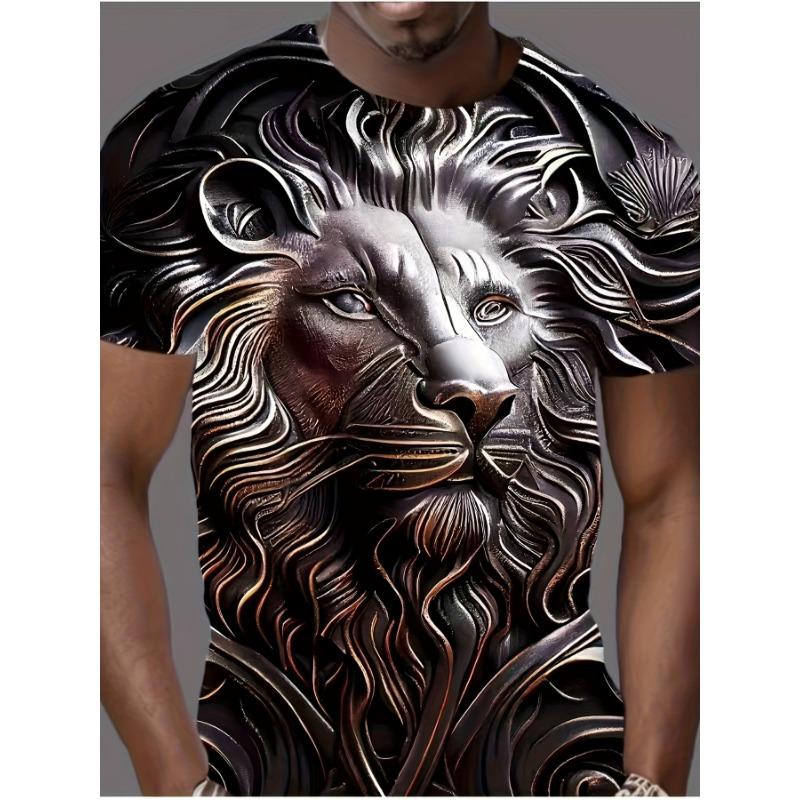 Men's 3D Pattern Printed Crew Neck T-Shirt - Summer Casual Plus Size Short Sleeve Top