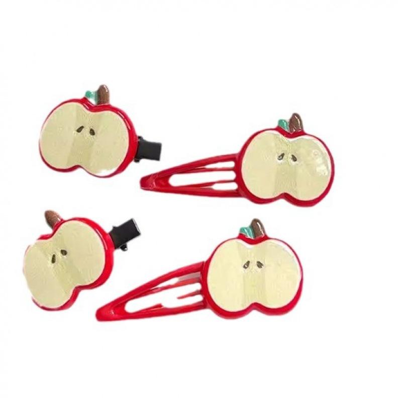 4pcs Cute Apple Hair Clip Star Duckbill Clip Sweet Girl Hair Pin Bangs Side Clip Woman Headwear Barrette Hair Accessories