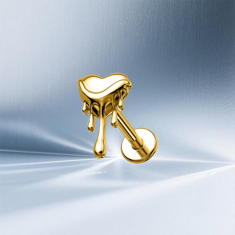 Herzförmiger Katzen-Ohrknochen-Stecker Piercing Schmuck mit lila Zirkon G23 Titan - Designer-Stil, Modisch, Schlicht.