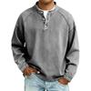 Men S Vintage Washed Stand Collar Long Sleeve Loose Solid Color Sweatshirt