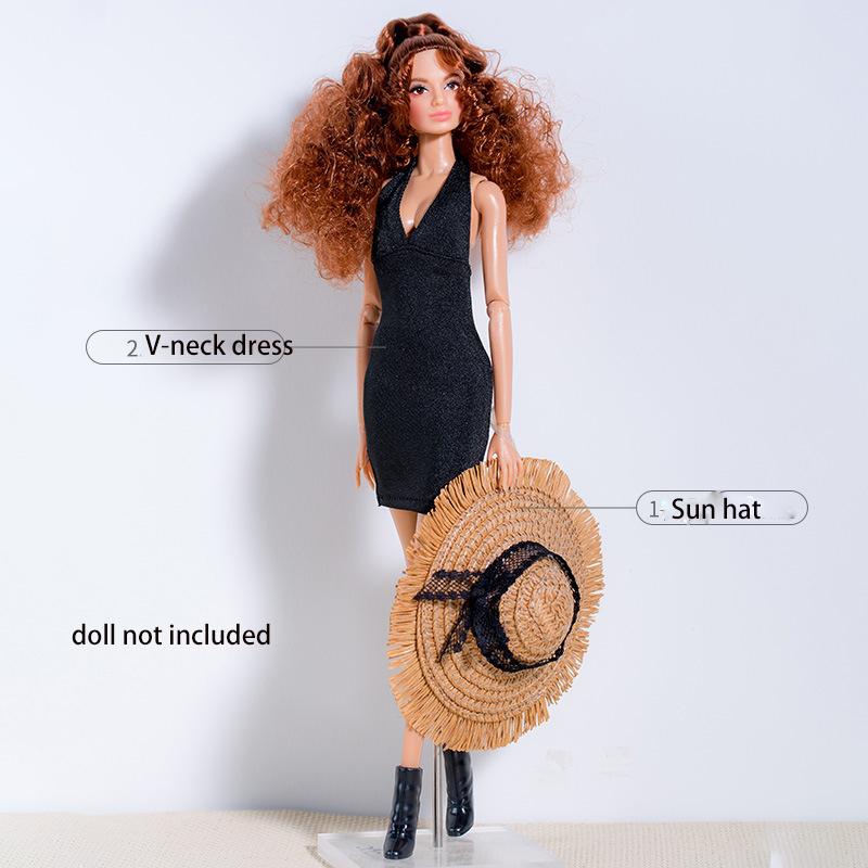 Supermodel New Doll Clothes Set Elegant Black Dress Series Dress Up Doll Party Dresses Accessories For 30Cm 1/6 Bjd Fr Doll Toys