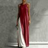 Women Sleeveless Loose Fit Maxi Dress with Pocket Color Block Design Casual Elegant Summer Long Dress