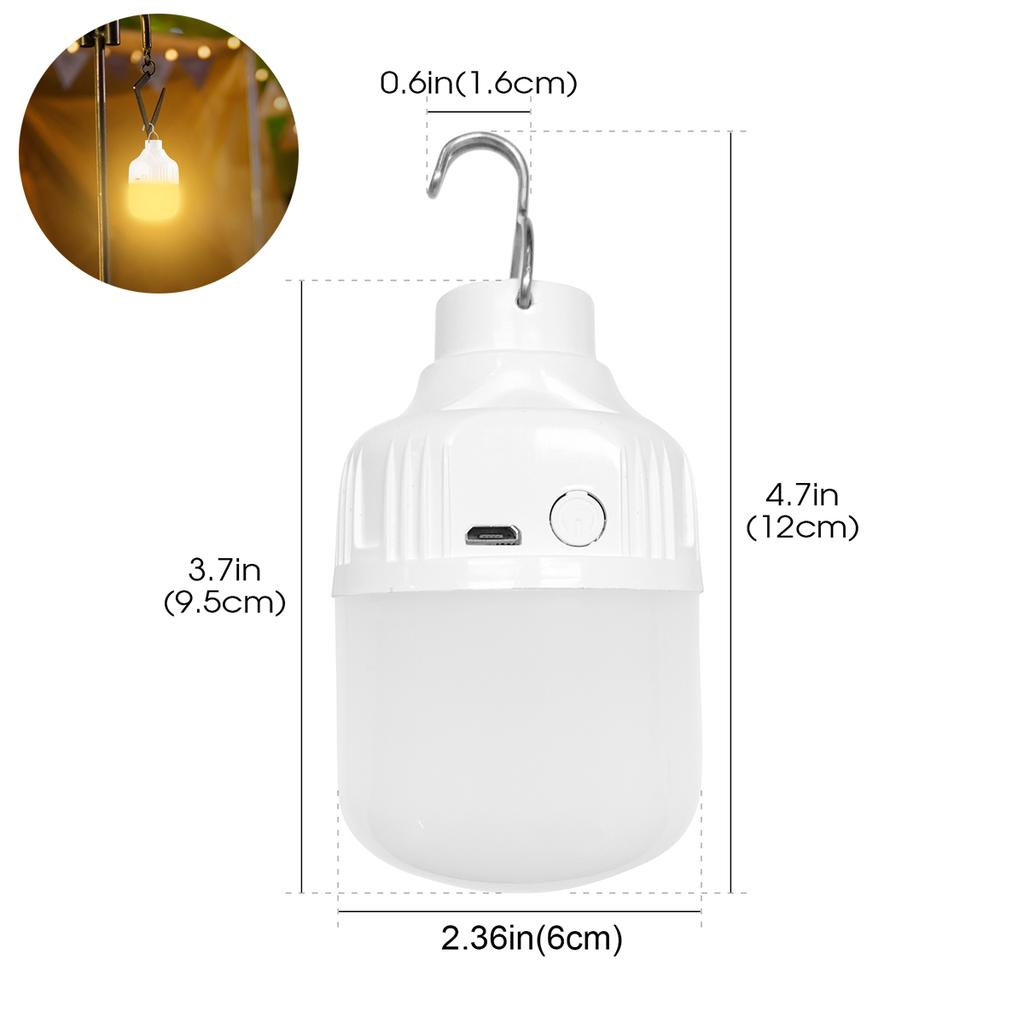 Portable USB Rechargeable LED Camping Light Hiking Picnics Night Lighting Multifunctional Outdoor Emergency Hanging Tent Lamp