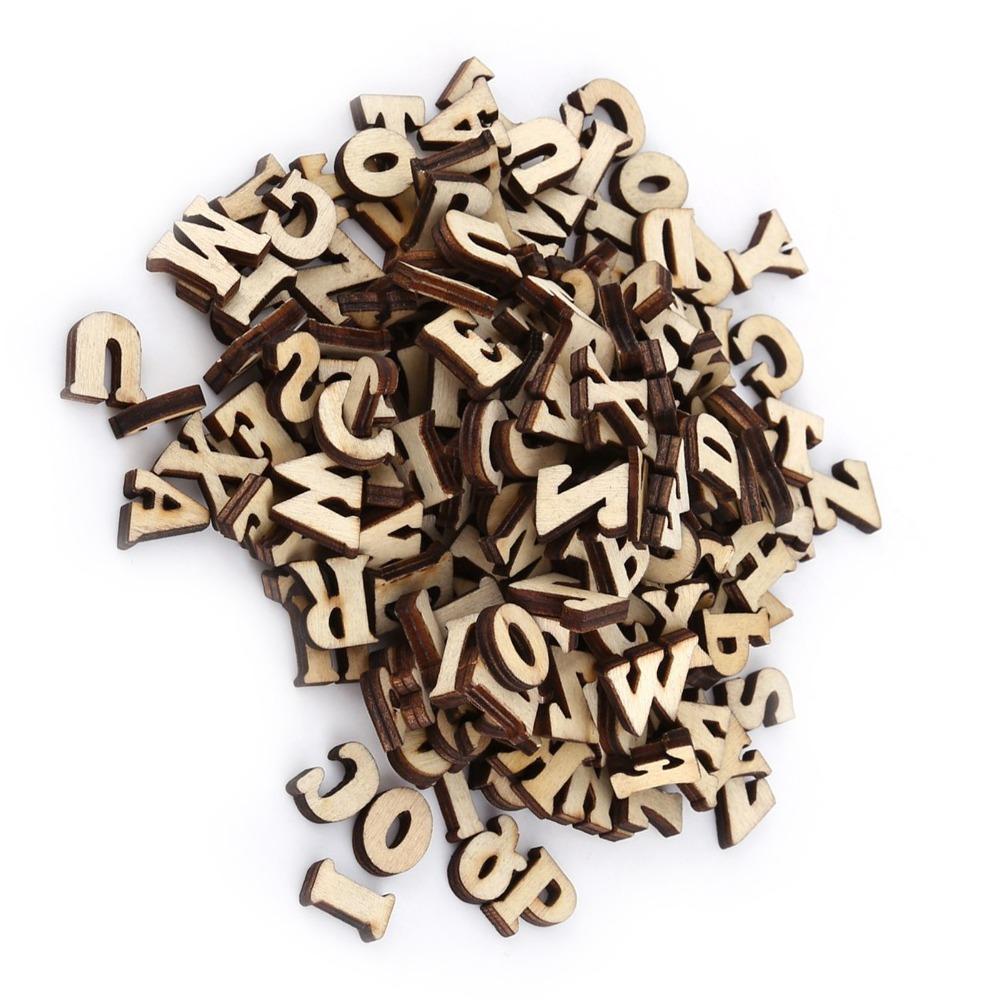 200pcs Brown Wooden Numbers Mixed Wooden Alphabet Wood Handmade DIY Wooden Letters  Craft Projects