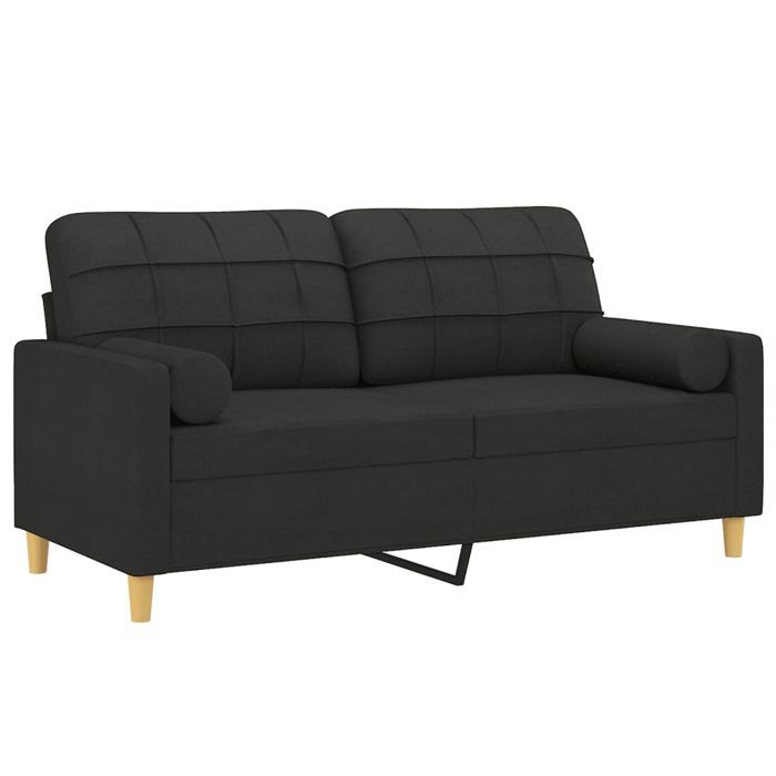 2-seater Sofa - Maison Exclusive - Seat Width 140 Cm - Black Polyester Fabric - Metal Structure